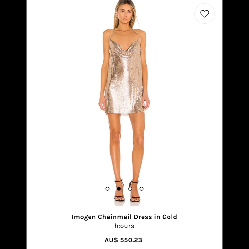 🌿 H:ours 🌿 ladies chainmail glomesh gold dress mini party BNWT - Picture 1 of 7